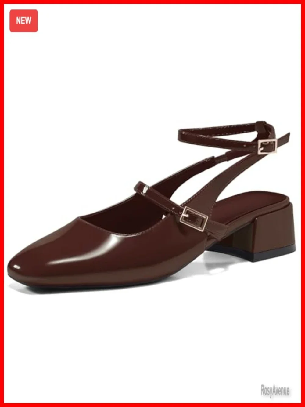 Mary Jane Chunky Low Heels Closed Square Toe Ankle Strap Pumps Wedding Party